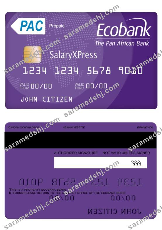 Benin Ecobank  salaryxpress prepaid card